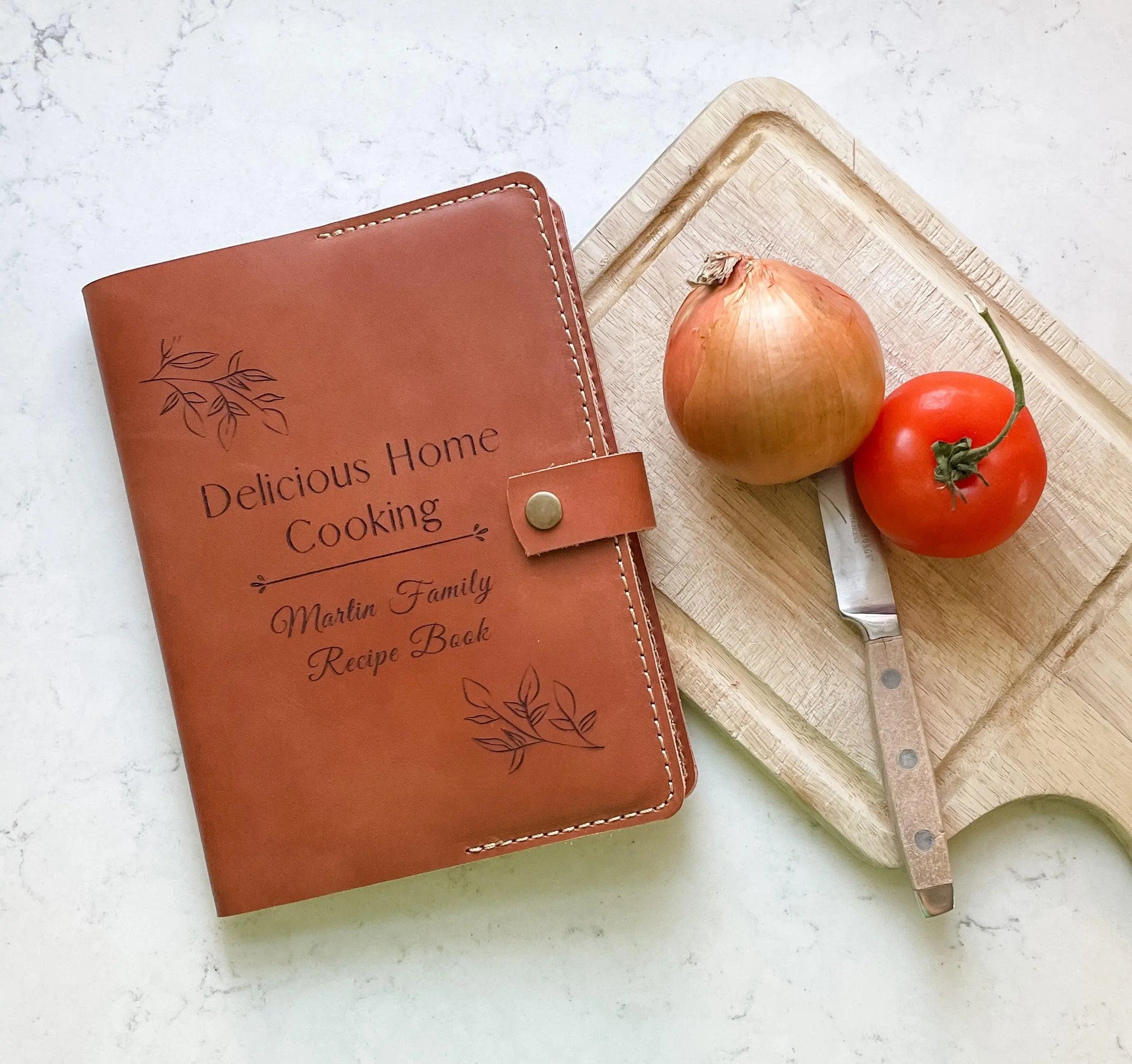 Leather Recipe Book Personalized CookBook Binder Blank - Inspire